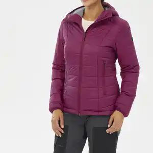 FORCLAZ Wattierte Jacke Damen mit Kapuze bis -5 °C Trekking - MT100 violett