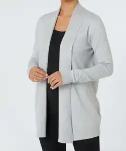 Cardigan mit Schalkragen, grau melange