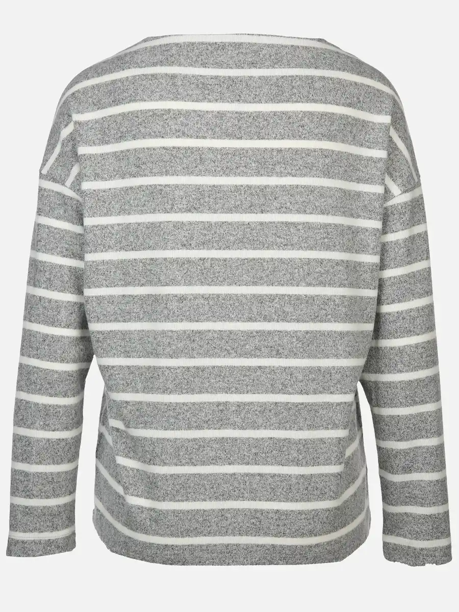 Bild 2 von Damen Flauschshirt mit Streifen Grau