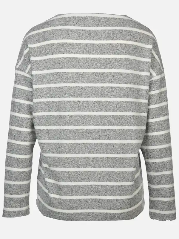 Bild 2 von Damen Flauschshirt mit Streifen Grau