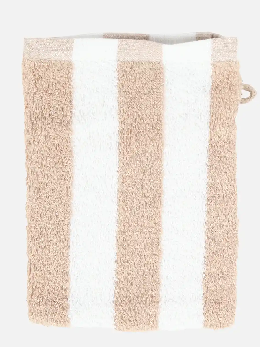 Bild 1 von Waschhandschuh gestreift, 15x21cm Weiß