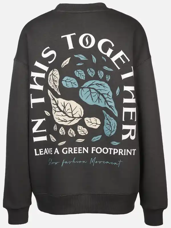 Bild 2 von Damen Sweatshirt mit Print Grau