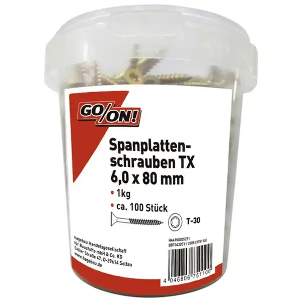 Bild 1 von GO/ON! Torx-Spanplattenschraube, ØxL: 6 x 80 mm, Stahl