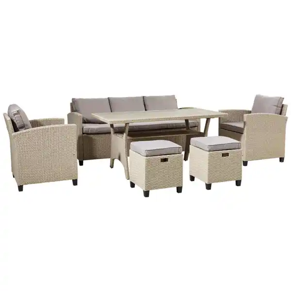 Bild 1 von Ambia Garden DINING-LOUNGESET Kunststoffgeflecht, Polywood® Stahl, Braun