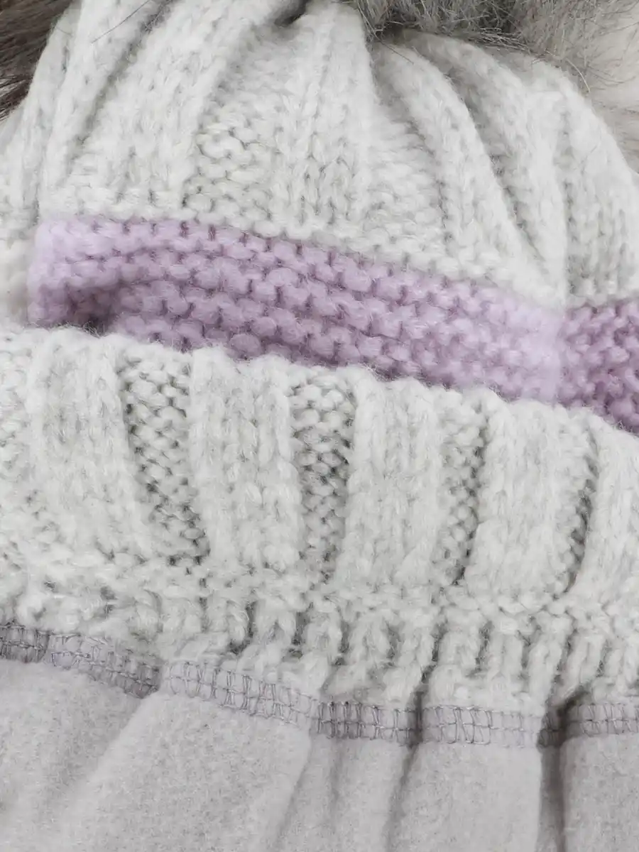 Bild 2 von Damen Stickmütze mit Bommel Grau