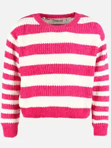 Mädchen Chenille Pullover mit Streifen Pink