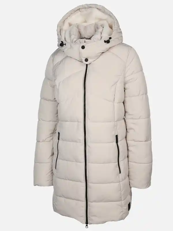 Bild 3 von Damen Steppmantel mit abnehmbarer Kapuze Beige