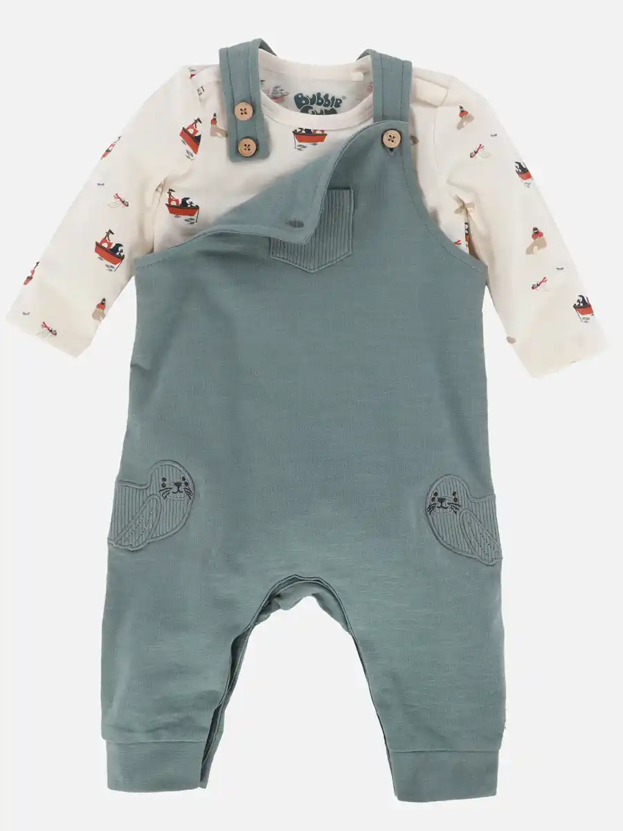 Bild 1 von Baby Jungen Strampler mit Longsleeve Türkis