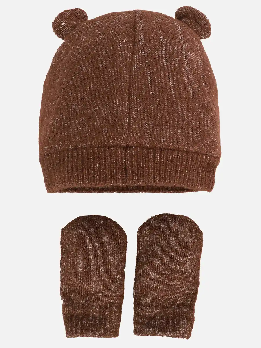 Bild 2 von Baby Unisex Mütze und Handschuh-Set Braun
