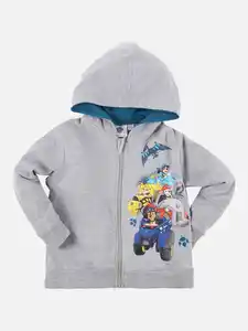 Kinder Sweatjacke mit Print und Kapuze Grau