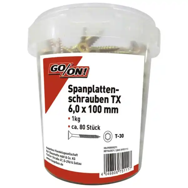 Bild 1 von GO/ON! Torx-Spanplattenschraube, ØxL: 6 x 100 mm, Stahl