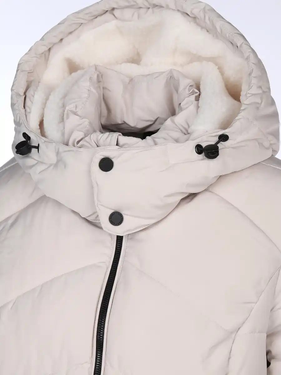 Bild 4 von Damen Steppmantel mit abnehmbarer Kapuze Beige