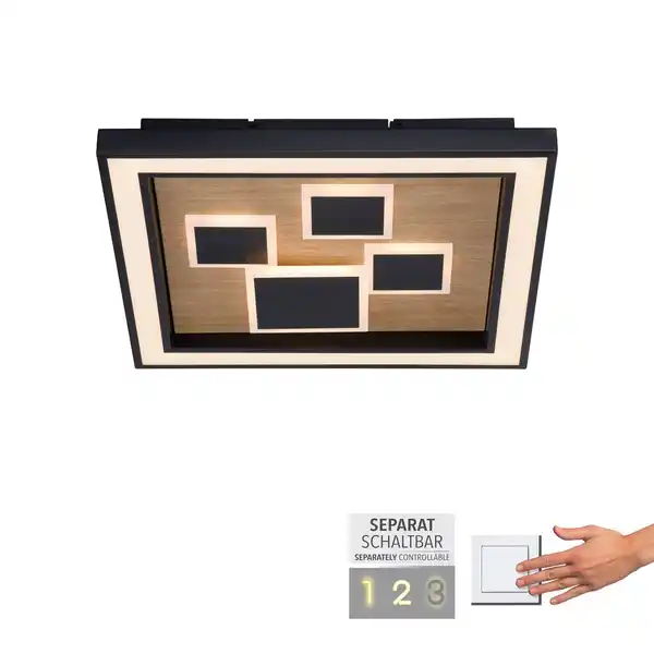 Bild 1 von LED Deckenleuchte ELIZA, Serienschalter, 3000 Kelvin, quatratisch, Holz-natur