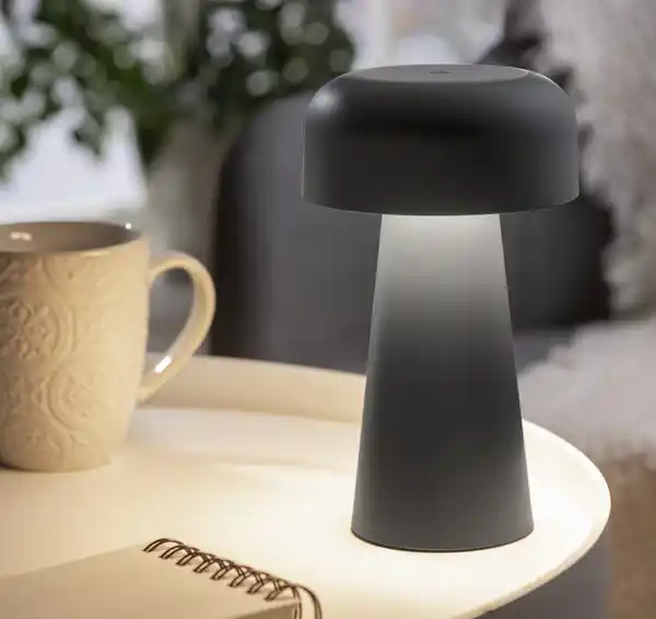 Bild 4 von IDEENWELT Akku Tischleuchte Pilzform, schwarz