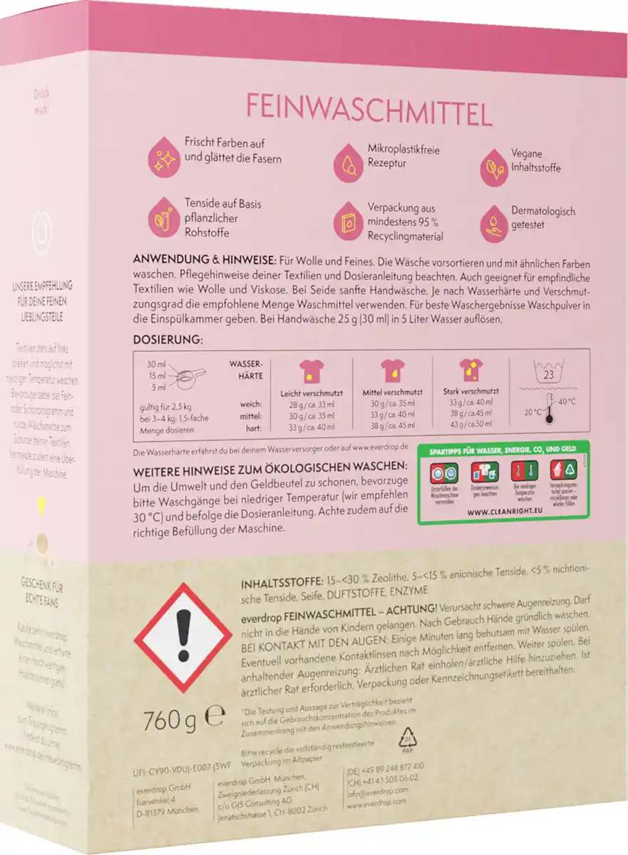 Bild 2 von everdrop Feinwaschmittel Pulver Jasmin, Apfel, Lotusblüte 23 WL