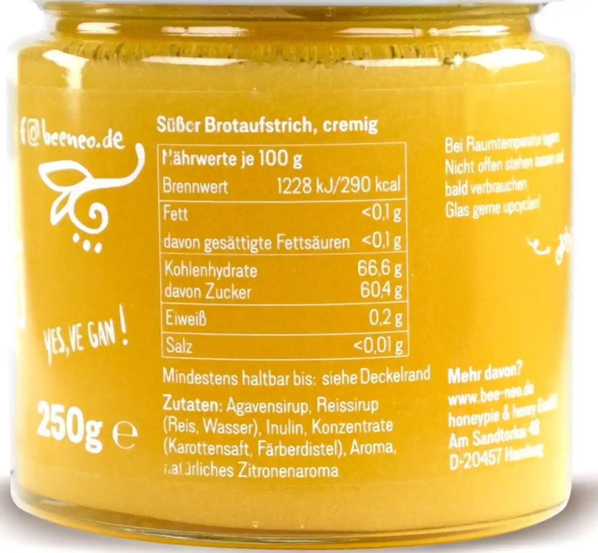 Bild 2 von bee.neo Hanni - vegane Honig-Alternative, cremig, 250 g