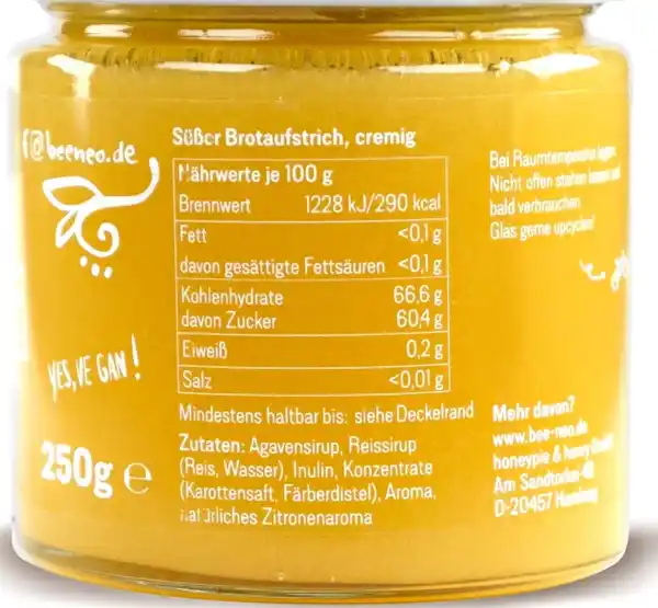 Bild 2 von bee.neo Hanni - vegane Honig-Alternative, cremig, 250 g