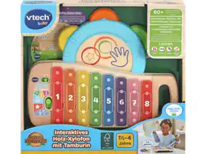 VTECH Interaktives Holz-Xylofon mit Tamburin Elektr. Holzspielzeug, Mehrfarbig