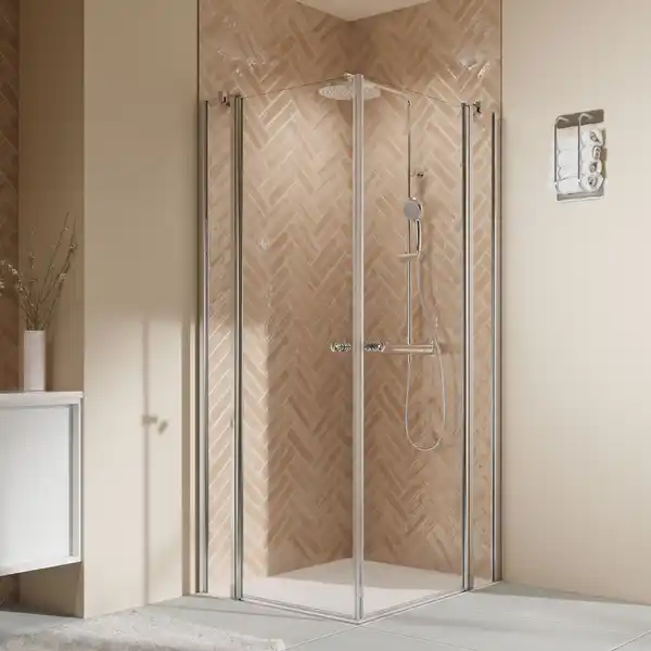 Bild 1 von Breuer Eckdusche mit Drehtür 'Elana 2.0' chromfarben 90 x 200 x 90 cm