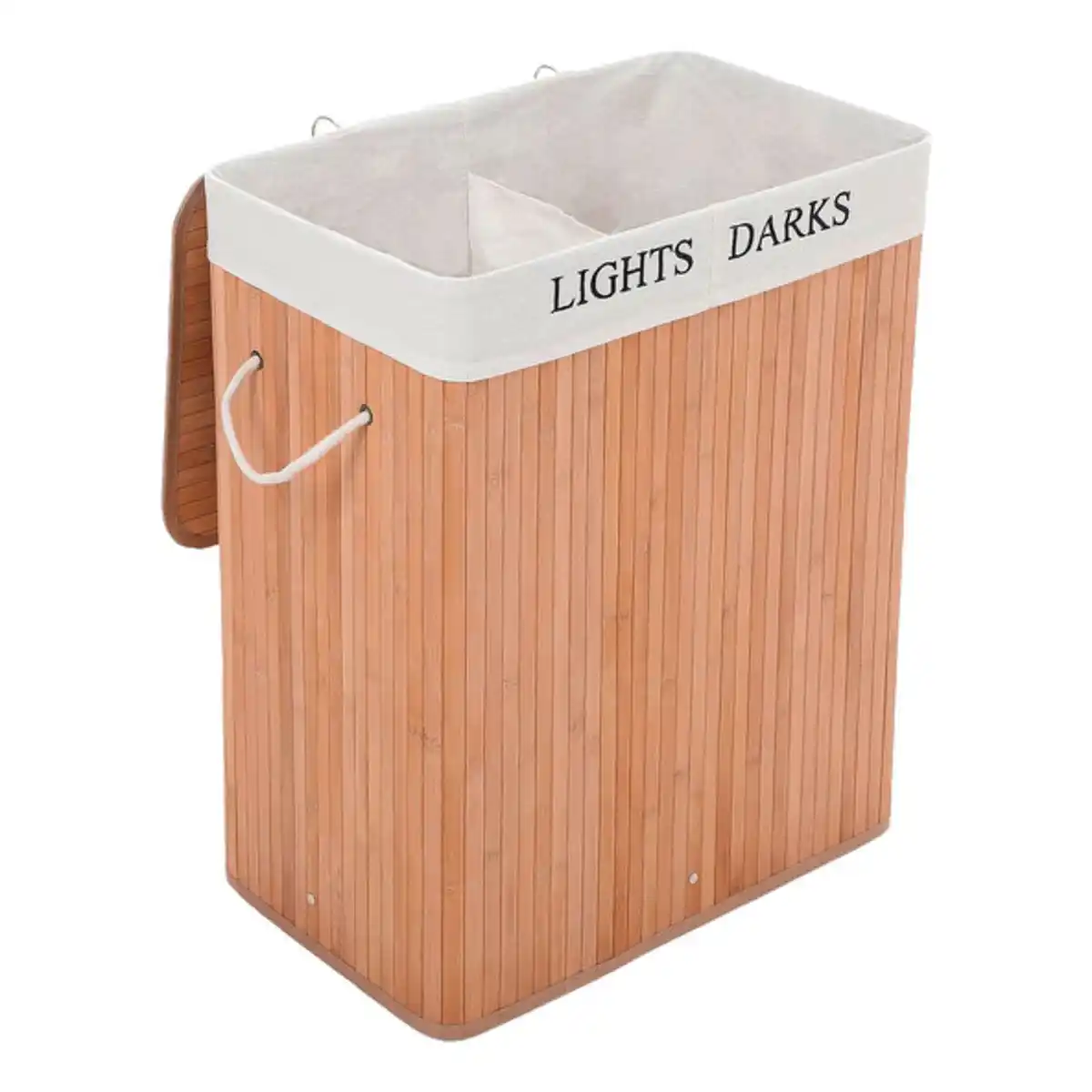 Bild 1 von Wäschekorb, herausnehmbarer Wäschesack, Bambus, 100 l