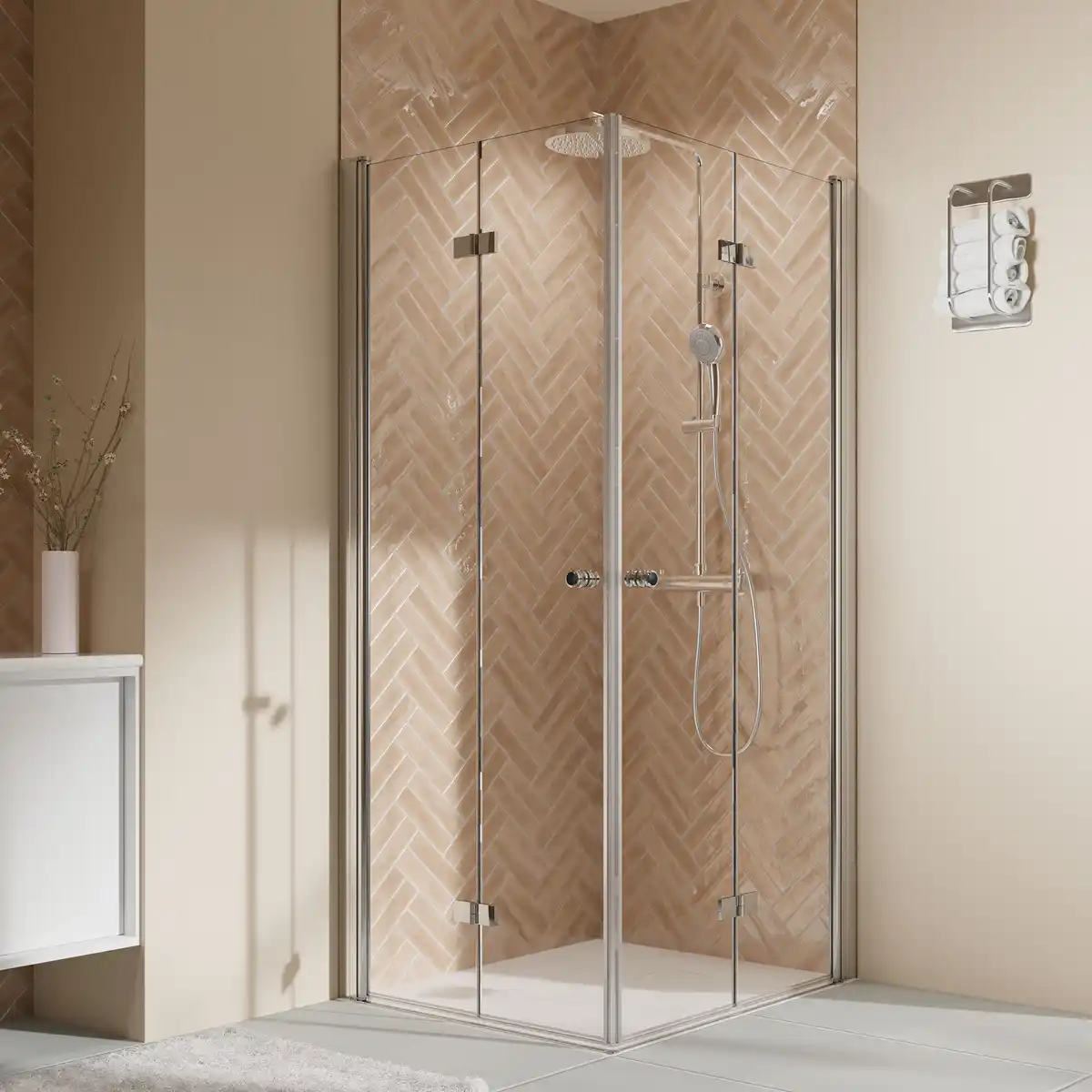 Bild 1 von Breuer Eckdusche mit Drehfalttür 'Elana 2.0' chromfarben 90 x 200 x 90 cm