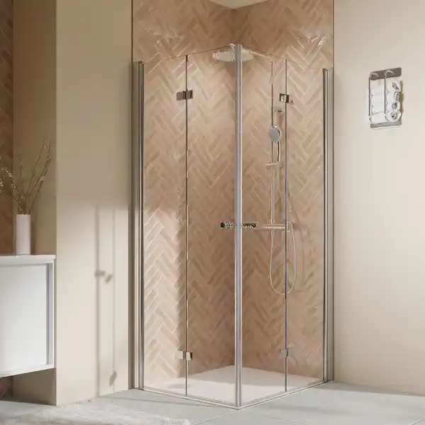 Bild 1 von Breuer Eckdusche mit Drehfalttür 'Elana 2.0' chromfarben 90 x 200 x 90 cm