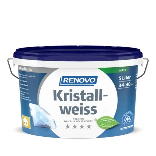 Bild 1 von RENOVO Wand- und Deckenfarbe, »Kristallweiß«, matt, 5l