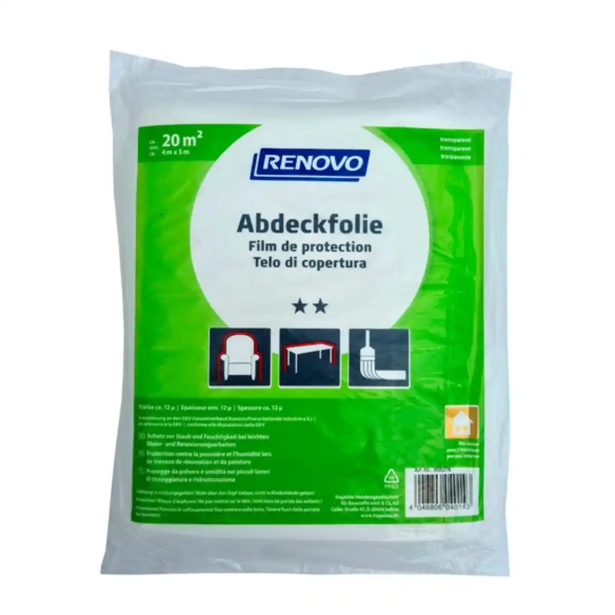 Bild 1 von RENOVO Abdeckfolie, transparent, 4 x 5 m (20 m²)