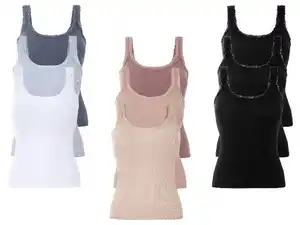 esmara® Damen Tops, 3 Stück, in modischer Ripp-Qualität