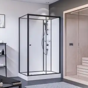 Breuer Dusche mit Schiebetür rechts und Seitenwand, Klarglas, vollgerahmt, schwarz matt, 90 x 204 cm