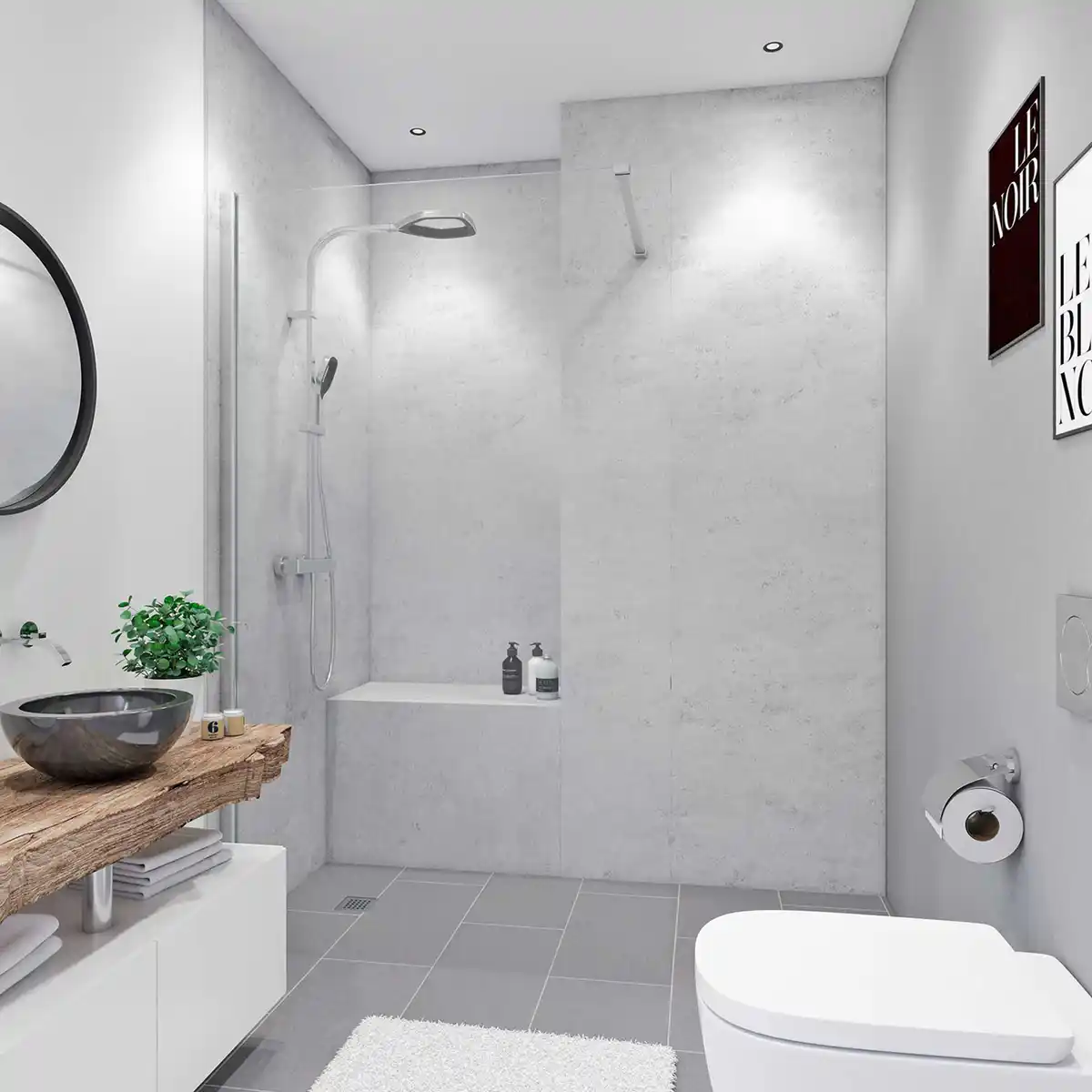 Bild 1 von Breuer Duschrückwand 'Quick72' Marmoroptik grau 100 x 210 cm