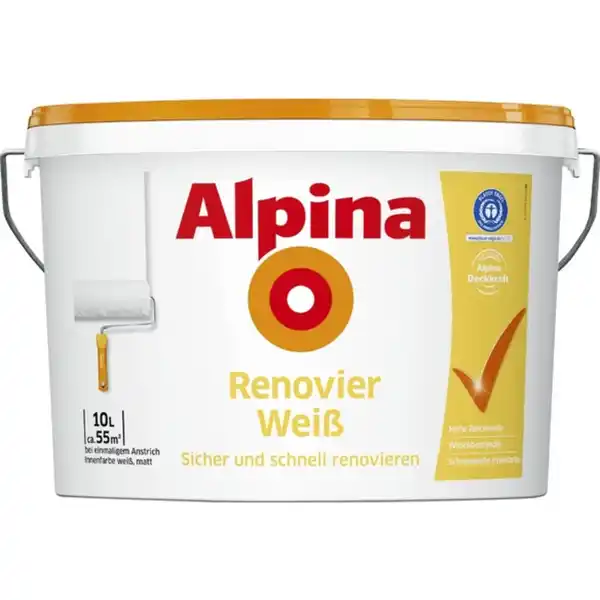 Bild 1 von ALPINA Wandfarbe »Renovier Weiß«, 10 L, weiß, matt