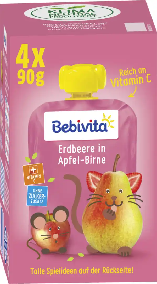 Bild 1 von Bebivita Quetschie Erdbeere in Apfel-Birne, 360 g