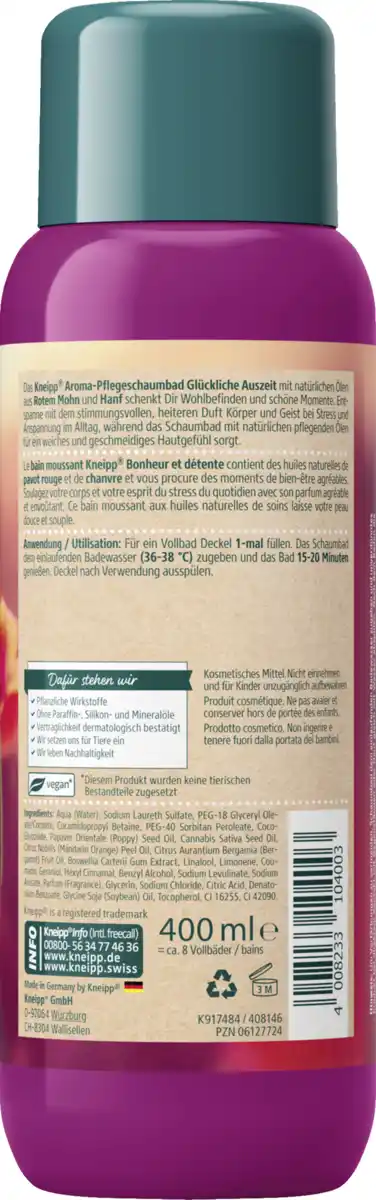 Bild 2 von Kneipp Aroma-Pflegeschaumbad Glückliche Auszeit, 400 ml