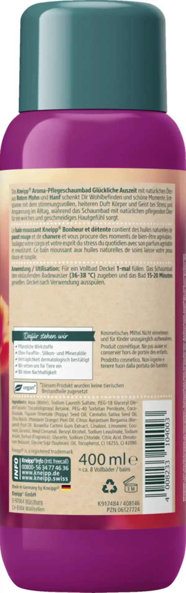 Bild 2 von Kneipp Aroma-Pflegeschaumbad Glückliche Auszeit, 400 ml