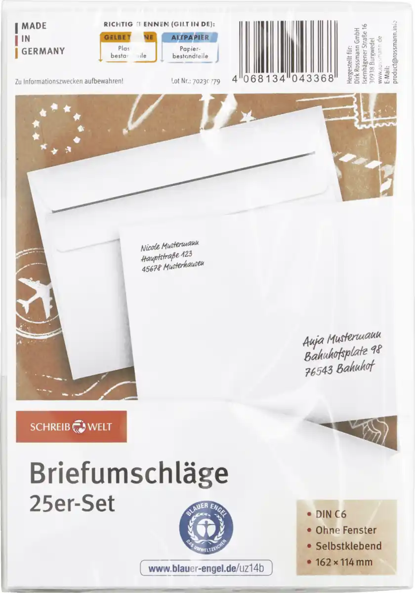 Bild 1 von SCHREIBWELT Briefumschläge DIN C6