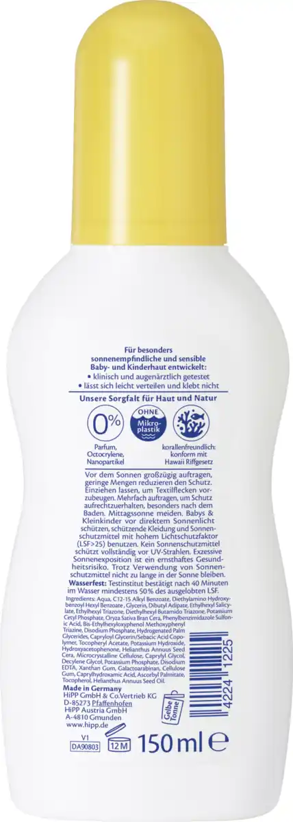 Bild 2 von HiPP Babysanft Sonnenspray Ultra Sensitiv LSF 50+, 150 ml