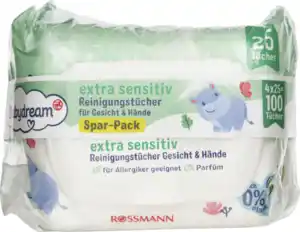 Babydream Extra sensitive Reinigungstücher Gesicht & Hände Spar-Pack