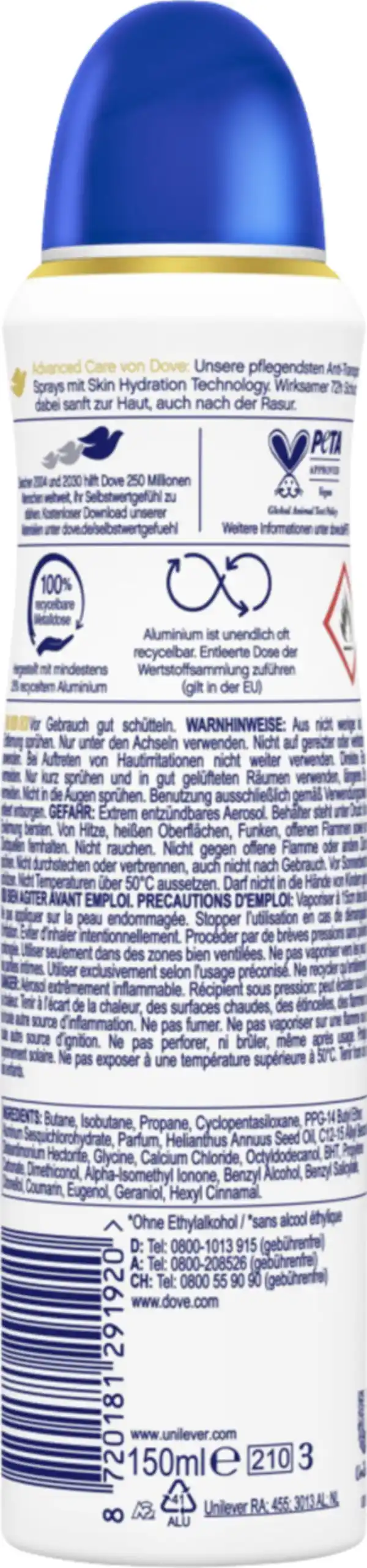 Bild 2 von Dove Deospray Antitranspirant Advanced Care Original, 150 ml
