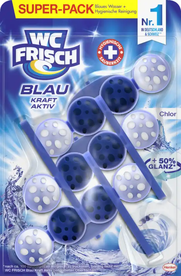 Bild 1 von WC FRISCH WC Reiniger Blau Kraft-Aktiv Duftspüler Chlor, Super-Pack, 150 g