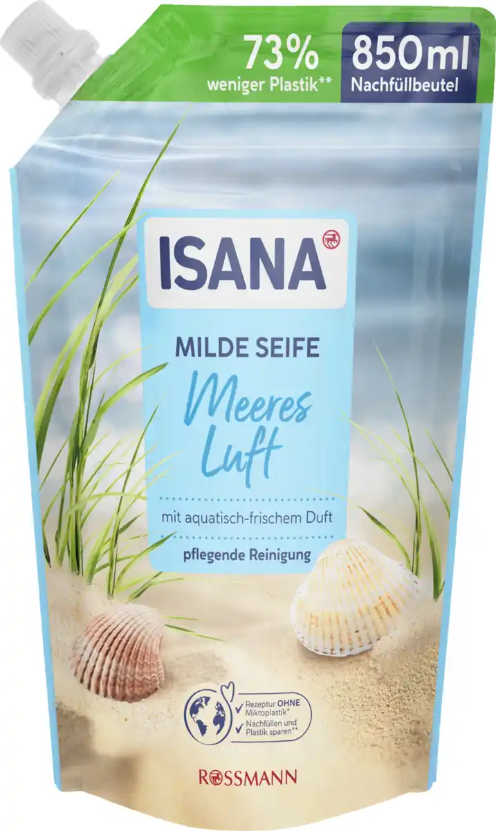 Bild 1 von ISANA Milde Seife Meeresluft Nachfüllbeutel, 850 ml