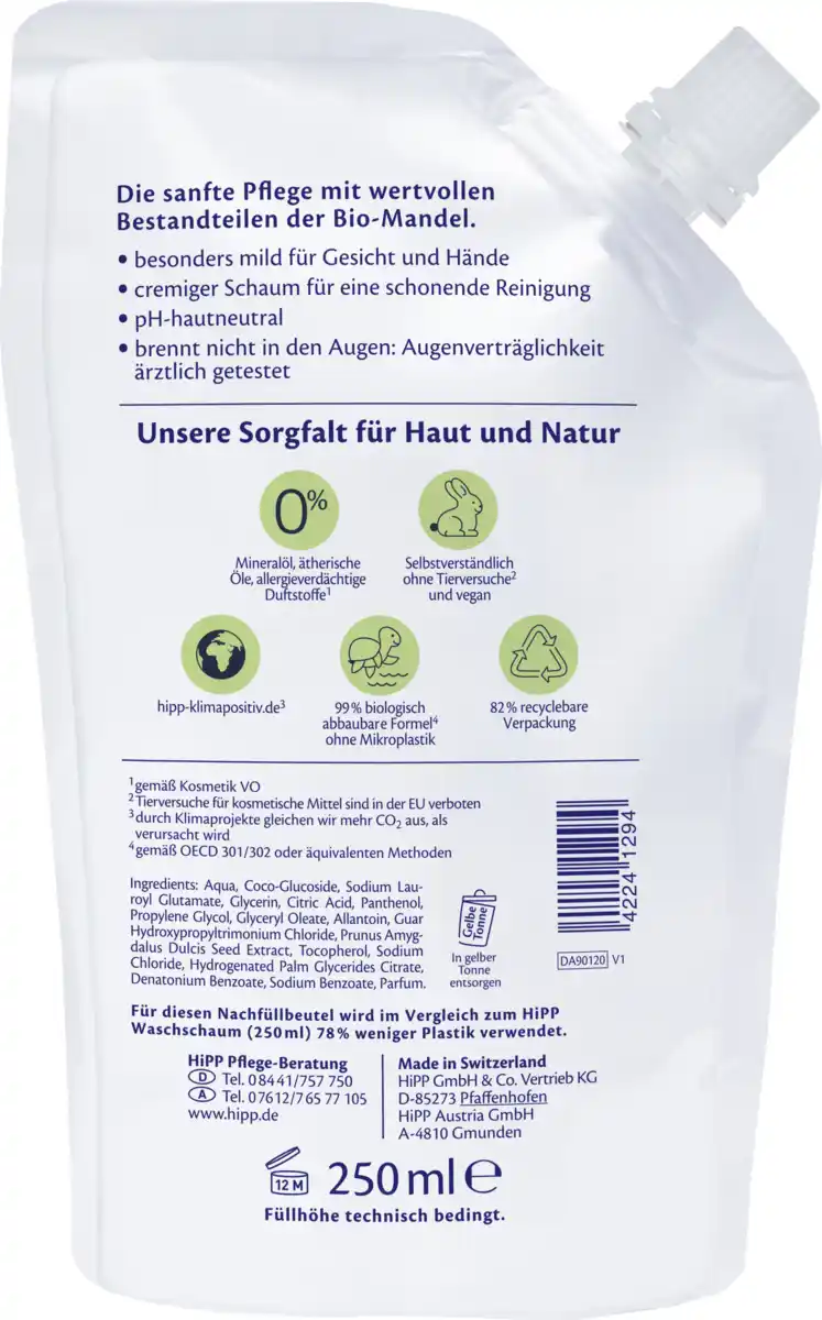 Bild 2 von HiPP Babysanft Waschschaum sensitiv, Nachfüller, 250 ml