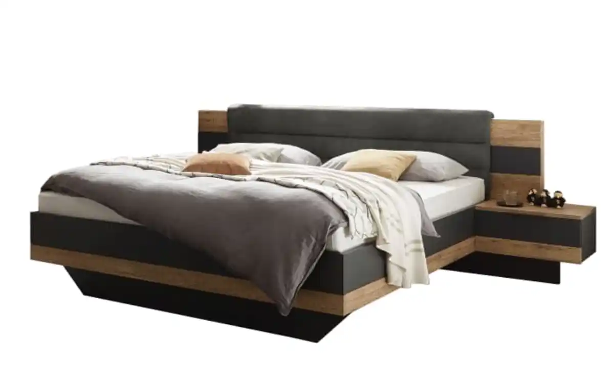 Bild 2 von Schlaraffia - Bettanlage Linea, Bartex Eiche/graphit, 180 x 200 cm, inkl. Nachttische und Paneel