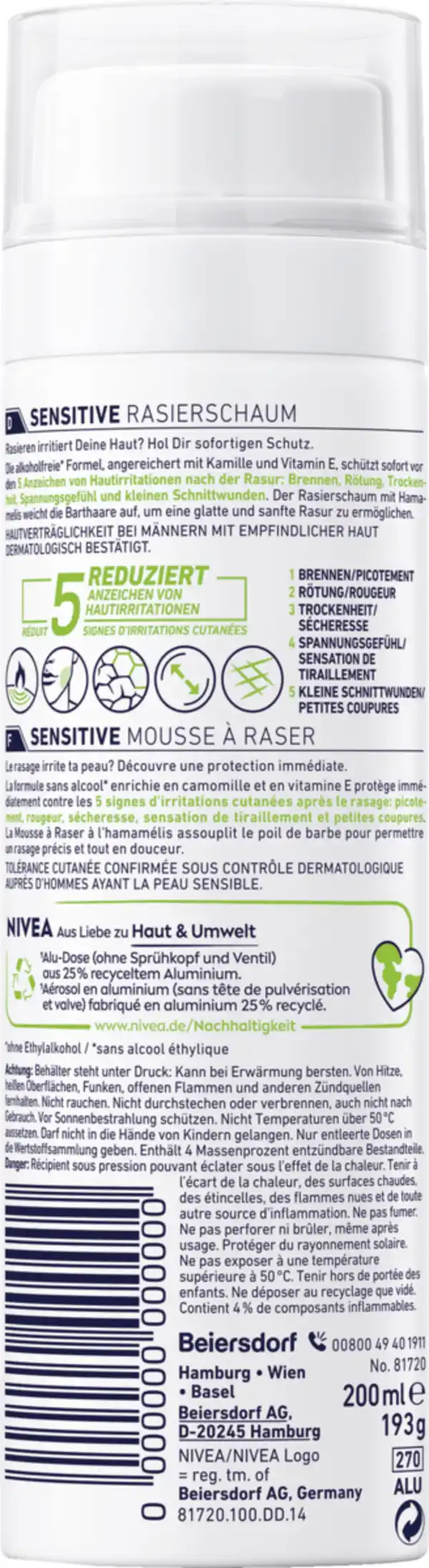 Bild 2 von NIVEA MEN Sensitive Rasierschaum, 200 ml