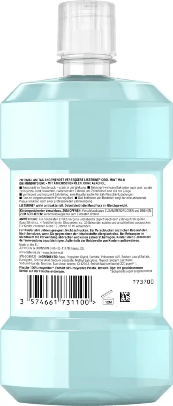 Bild 2 von Listerine Mundspülung Cool Mint milder Geschmack, 500 ml