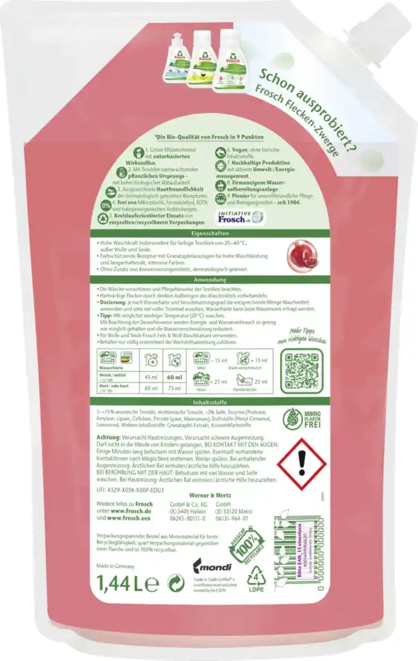 Bild 2 von Frosch Colorwaschmittel Flüssig Granatapfel 24WL, 24 WL