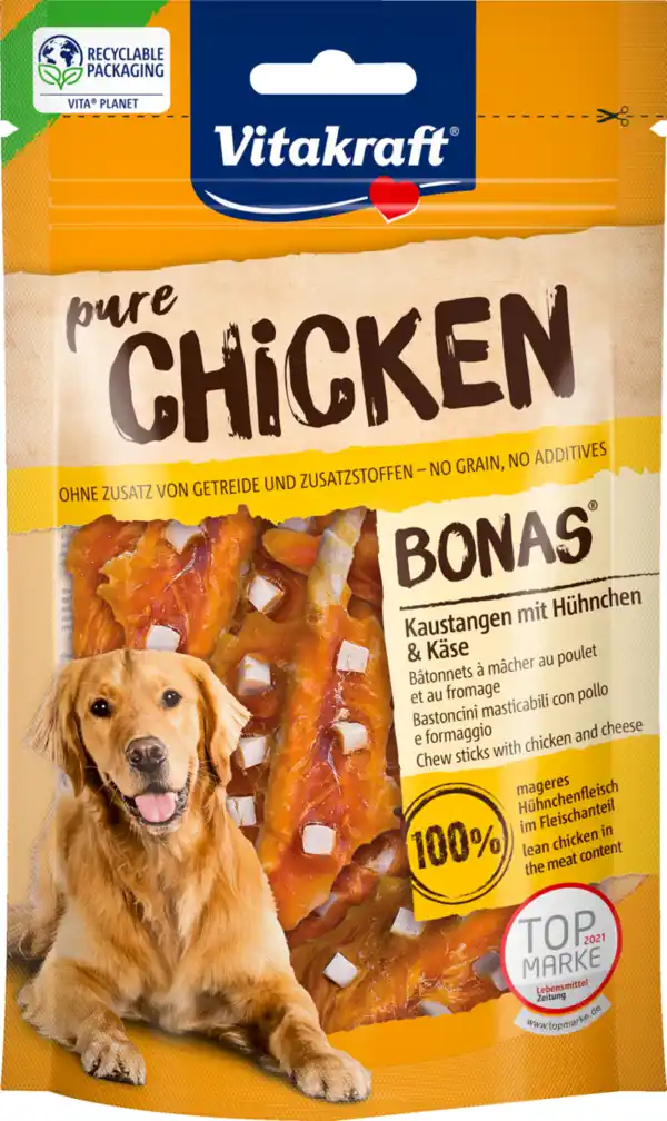 Bild 1 von Vitakraft pure CHICKEN Bonas Kaustangen + Käse, 80 g