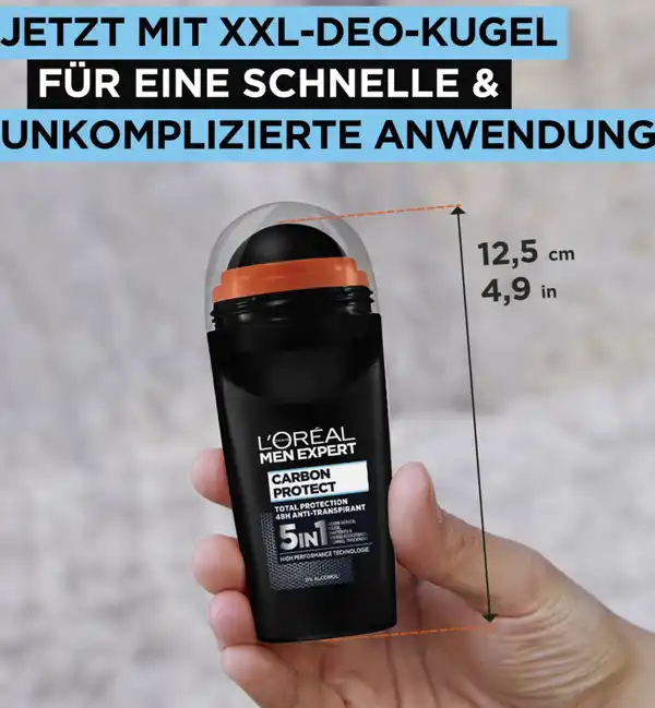 Bild 3 von L’Oréal Paris men expert Deo Roll-on Carbon Protect Antitranspirant 5in1, 50 ml