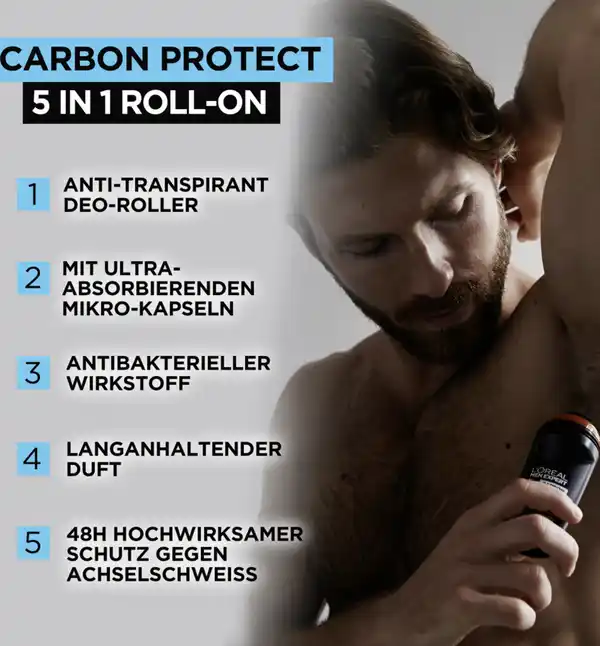 Bild 4 von L’Oréal Paris men expert Deo Roll-on Carbon Protect Antitranspirant 5in1, 50 ml