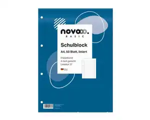 novooo Schulblock DIN A4 Lineatur 27 liniert 50 Blatt